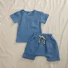 Coton biologique bébé vêtements ensemble été décontracté hauts shorts pour garçons filles ensemble unisexe tout-petits 2 pièces enfants bébé Outifs vêtements 220509