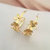 Boucles d'oreilles créoles 18K plaque d'or Punk couleur grande fleur pour les femmes minimaliste déclaration chaîne fête bijoux cerceaux