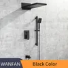 Ensembles de douche de salle de bain robinets noir mat montage mural ensemble de robinet pluie carré grande tête vanne de poche mitigeur de bain 877845