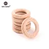 Let's Make Baby Teether 50pc Beech Wooden Round Wood Ring 40mm DIY Bracelet Crafts Gift Teething Accessory Nursing Bangles 220507