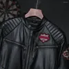 Hommes en cuir grande taille broderie indiens crâne moto veste hommes peau de vache Biker manteau vêtements pour hommes en gros goutte