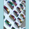 Band Rings 50Pcs Colorf Mix 4 6 8Mm Band Rings Men Women Stainless Steel Wholesale Fashion Jewelry Lots Drop Delivery 2022 Ring Dh4Fq