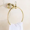 Bath Accessory Set Hardware Set European Style Hook On The Wall Luxury Crystal Brass Paper Holder Gold Badrum HANKINGS HANDEL RING HK00