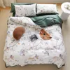 Bedding Sets Luxury 100S Egyptian Cotton Flower Digital Printing Set Duvet Cover Bed Linen Flat Sheet Pillowcases Home Textiles #/