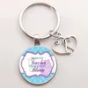 Thank You Teacher Text Love Keychain Charm Glass Crystal Pendant Keyring Quality Bag Car Key Chain Women Teacher's Day Gift