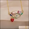 Pendant Necklaces Pendant Necklaces Vintage Crystal Demon Eye Necklace For Women Mticolor Enamel Heart Fashion Creativity Jewelry Gi Dhh1E