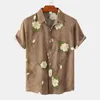 Chemises décontractées pour hommes Chemise hawaïenne florale rétro Hommes à manches courtes Boutonné Plage Hommes Respirant Confortable Vêtements d'été Marron