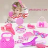2432pcs fingem brincar Kid Make Up Toys Pink Makeup Set Princess Hairdressing Simulation Plastic Toy para meninas Vestindo cosméticos 220725