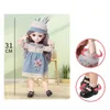 12 Inch 22 Movable Joints BJD Doll 31cm 1/6 Makeup Dress Up Cute Brown Blue Eyeball Dolls with Fashion for Girls Toy 220505