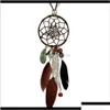 Colliers Pendentif Idealway 4 Couleurs Bohème Mode Sier Plaqué Cuir Double Chaîne Résine Plume Gland Dreamcatcher Collier Y0R Dhypk