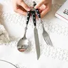 Dinnerware Sets Black Retro Stainless Steel Classic Elegant Resin Rivets Handle Style Western Cutlery Set Delicate Utensils For Home