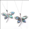 Hanger Kettingen Wojiaer Natuurlijke Kleur Nieuw-Zeeland Abalone Shell Parel Hanger Ketting Boho Style Dragonfly Kralen Vrouwen Sieraden Dhhjg