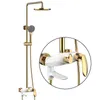 Badkamer douche sets kraan messing zwarte wand gemonteerd badkuip regen kop vierkant handheld glid bar mixer tap set 877525r