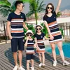 Dad Mom Baby Boys Girls Clothes Summer Father Son Striped Tshirt Shorts Set Mother And Daughter Dresses Family Matching Outfits 220531