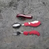 Outdoor Gadgets the Fork Spoon and Knife 3 In 1 Cutlery Set Folding Multitool Camping EDC Tool