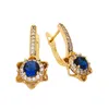 Hoop Earrings Agsnilove Colorful Blue Green Simulation Gems 18K Gold Plated Zircon Women Fashion Jewelry Daily Party Wearing