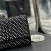 7a kvalitet diamanter kated crossbody v￤ska silver h￥rdvara kvinnor kedja klaff axel v￤ska svart handv￤ska handv￤ska mode bokst￤ver hand koppling pl￥nb￶cker