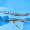 Золотая подлинная отделка фигаро цепная цепь цепь 18K 585 Странная печать твердые женщины 8 мм ожерелье мужской мод
