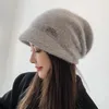 Visors Winter Knitted Peaked Cap Fur Thick Warm Ear Protectors Hats Korean All-Match Simple Hat Fashion Women Clothing Accessory