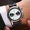 손목 시계 레드 스타 40mm 팬더 1963 크로노 그래프 시계 남성 오리지널 갈매기 손으로 든 움직임 남성 조종사 기계식