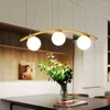 Kroonluchters Noordse houten kroonluchter LED Witglasbal voor woonkamer eetkeuken E27 Design Home Lighting Armaturen