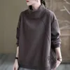 女性のパーカータートルネックフーディの女性のスウェットシャツは、女性のために暖かいヴィンテージを維持します長袖プルーバールーズ厚いフリース