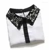 Bow Ties 2022 Women Pearl Bead Chiffon Cotton Ruffles Fake Collar Rhinestone Embroidery Lace Flower False Detachable Blouse Tops