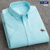 Men's Casual Shirts Cotton No Pocket Horse Embroidery 6XL Shirt For Mens Short Sleeve Oxford Button Up