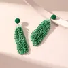 Pendientes colgantes de borla con cuentas de semillas étnicas simples para mujer, pendientes largos hechos a mano, joyería de moda Bohemia, pendiente llamativo