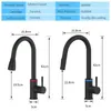 Kitchen Faucets Brushed Nickel Faucet Single Hole LED Style Pull Out Spout Sink Stream Sprayer Head Black Mixer Tap 866006