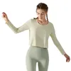 Tenue de Yoga pour femmes, haut ajouré avec sangle arrière, manches longues, body de course, ample, chemise de sport décontractée, LU-384
