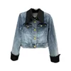 Damesjassen Prepomp 2022 Herfstaankomsten Lange mouw Turn Down Collar Gold Buttons Blue Denim Jacket Women Coat GG327