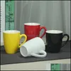 Kupalar seramik renkli sır fincan orijinallik sapı düz kahve kupaları su bardağı saf renk hediye klasik retro damla teslimat 202 dhcfi