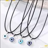 Pendentif Colliers Couleurs De Mode 10Mm Evil Eyes Pendentif CollierTurkish Eye Pu Chaînes Colliers Clavicel Pour Femmes Bijoux Drop Deli Dhx59