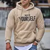 Sweat à capuche pour homme, Streetwear, chaud, polaire, décontracté, couleur unie, lettre imprimée, vêtements de sport, automne 2022