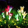 F￤rgf￶r￤ndring utomhus LED Solar Light RGB Lily Garden Flower Decorative Powered Yard Lawn Pathway Wedding Lamp