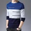 Maglioni da uomo BROWON Marca Pullover maschile lavorato a maglia a righe Slim O-ne s Maglieria Cloes Inverno G221018