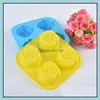 Baking Moulds Durable Silica Gel Mold Resuable Eco Friendly Kitchen Baking Mods Easy To Clean Flower Shape Cake Sile Ice Maker Drop Dhbvq