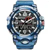 Montres-bracelets 2022 SMAEL hommes bleu grand cadran Sport montres jeunes hommes étanche Led numérique analogique Quartz Relogios Masculinos