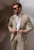 Men's Suits Classic Beige Linen Men Summer Beach Wedding Suit Custom Groom Man Prom Party Tuxedo Set Slim Fit Jacket Vest Pants