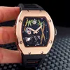 Orologio meccanico da uomo di lusso da uomo, scheletro meccanico automatico, blu nero, rosso, oro rosa, panda in gomma, tourbillion in acciaio inossidabile