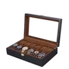 Boîte de montre européenne et américaine, organisateur, coffret cadeau noir avec fenêtre en verre, support pour hommes 220428