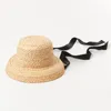 Hats X239 Children Straw Raffia Sun Hat Handwoven Lafite Retro Flat Top Folding Brim For Boys And Girls Travel Cap4959939