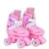 Ice Skates Girls Boy Kids Child Adjustable Quad Roller Shoes Sliding Sneakers 4 Wheels 2 Row Line Outdoor For Beginner L221014