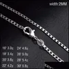 Chains Kasanier Wholesale 10Pcs 925 Sier Chain Necklace Solid 2Mm 16 30 Inches Fashion Jewelry Necklaces Mens And Womens Party Costu Dh4We