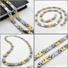 Chains Sunnerlees Fashion Jewelry Stainless Steel Necklace 8Mm Geometric Byzantine Link Chain Sier Gold Color Men Women Gift Sc132 N Dhptp