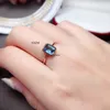 Küme Yüzükleri 5 7mm Doğal Londra Blue Topaz Taş Modaya Modaya Modaya Modaya Yüzük Kadınlar için gerçek 925 STERLING Gümüş İnce Mücevher Doğum Taşı Hediyesi