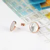 Stud Earrings Arrival Enamel And Shells Rose Gold For Women Men Girls Titanium Steel Wholesale Piercing Jewelry