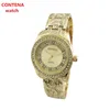 ساعة Wristwatches Contena Luxury Bracelet Watch Wathes Watches Rhinestone Fashion Rose Gold Women's Clock Relogio Feminino