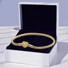 Braccialetto di fascino con chiusura a cuore pavimentato placcato in oro giallo con scatola originale per Pandora Gioielli da sposa in vero argento sterling per bracciali con ciondoli a catena serpente da donna